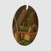 本およびインク井戸が付いている静物画 オーナメント (正面)