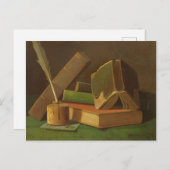 本およびインク井戸が付いている静物画 ポストカード (正面/裏面)