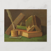 本およびインク井戸が付いている静物画 ポストカード (正面)