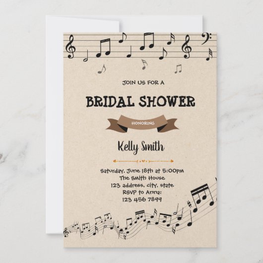 本および音楽シャワーのパーティの招待状 招待状 (正面)