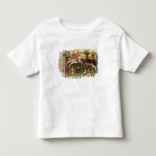本からのヒョウを、攻撃している犬 トドラーTシャツ (正面)