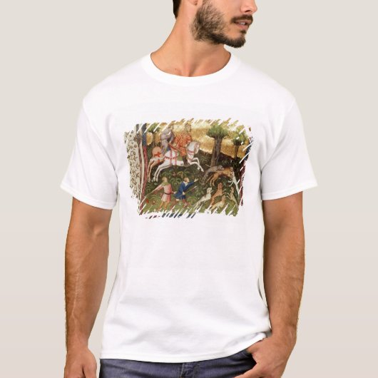 本からのヒョウを、攻撃している犬 Tシャツ (正面)