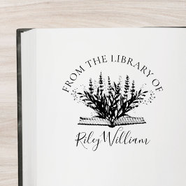 本から成長するラベンダーの花蔵書票 セルフインキングスタンプ