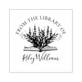 本から成長するラベンダーの花蔵書票 ラバースタンプ (インプリント)