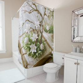 本から育つ花の木 シャワーカーテン