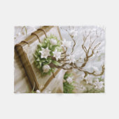 本から育つ花の木 フリースブランケット (正面(横))