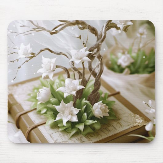 本から育つ花の木 マウスパッド (正面)
