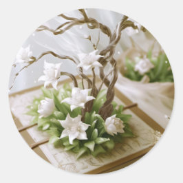 本から育つ花の木 ラウンドシール