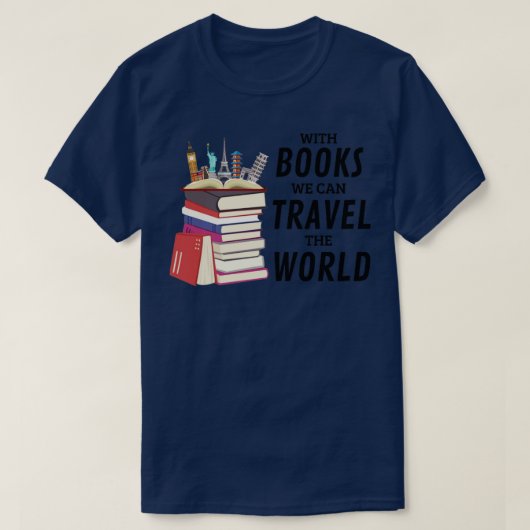 本があれば世界を旅できる Tシャツ (デザイン正面)