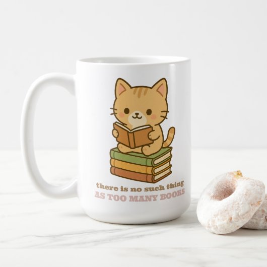 本が多すぎることはない 猫 コーヒーマグカップ (ドーナツ)