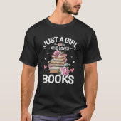 本が大好きな女の子が本を読む Tシャツ (正面)