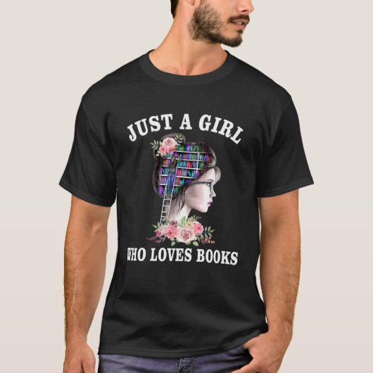 本が大好きな女の子用 Tシャツ (正面)