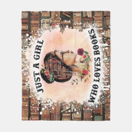 本が大好きな女の子 フリースブランケット