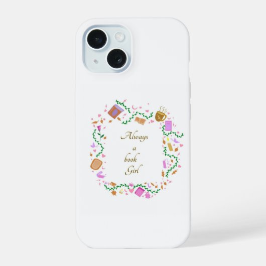 本が大好きな女の子 iPhone 15ケース (裏面)