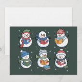 本が好きな雪だるま 読書 ギフト 教師 冬 招待状 (正面/裏面)