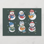 本が好きな雪だるま 読書 ギフト 教師 冬 招待状 (正面)