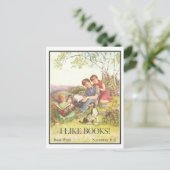 「本が好き」ヴィンテージ図書館ポスター ポストカード (スタンド正面)