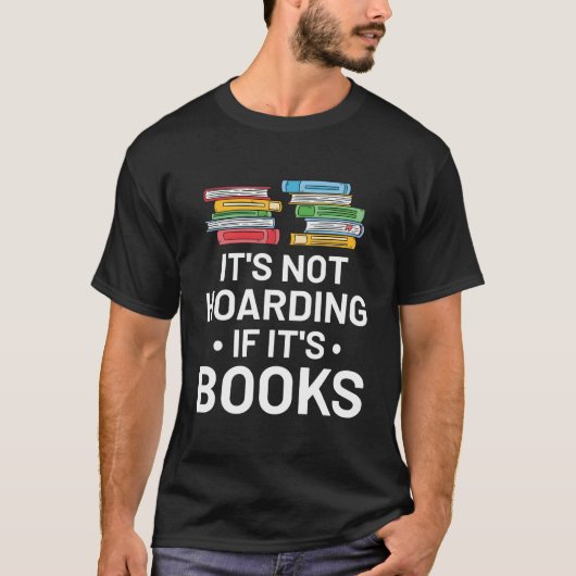 本が溢れるのは断捨離? 読書愛好家のためのデザイン Tシャツ (正面)