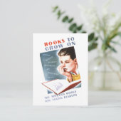 「本が育つ」ヴィンテージ図書館ポスター ポストカード (スタンド正面)