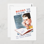 「本が育つ」ヴィンテージ図書館ポスター ポストカード (正面/裏面)