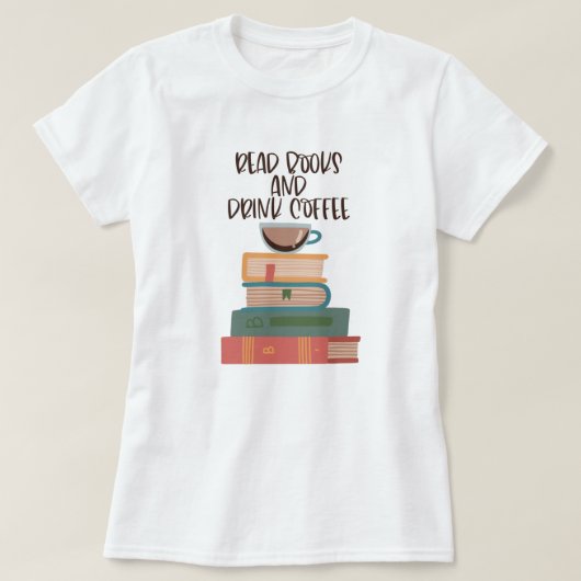 本が読コーヒーTシャツを飲む Tシャツ (デザイン正面)