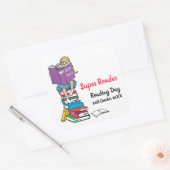 本すごいの日の読み読手の女の子 スクエアシール (封筒)