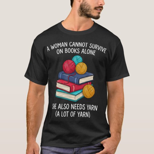 本だけでは生きていけない女性にも Tシャツ (正面)