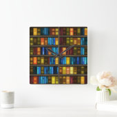 本だな1の柱時計及び数選択 スクエア壁時計 (ホーム)