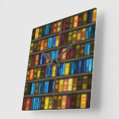 本だな1の柱時計及び数選択 スクエア壁時計 (傾斜)