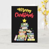 本っぽいクリスマスツリーI カード (黄色い花)