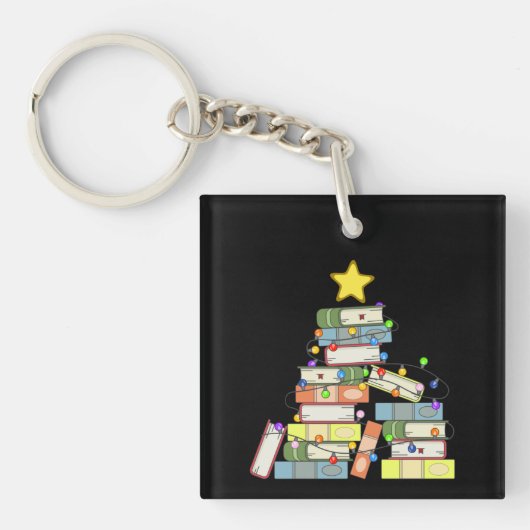 本っぽいクリスマスツリーI キーホルダー (正面)