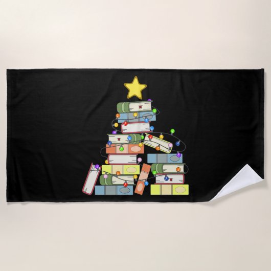 本っぽいクリスマスツリーI ビーチタオル (正面)