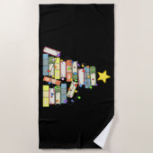 本っぽいクリスマスツリーI ビーチタオル (正面)