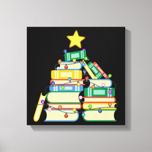 本っぽいクリスマスツリーII キャンバスプリント (正面)