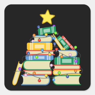 本っぽいクリスマスツリーII スクエアシール