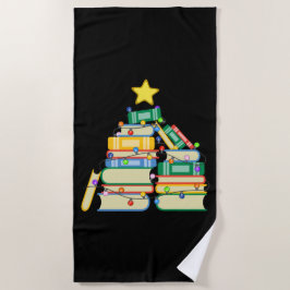 本っぽいクリスマスツリーII ビーチタオル