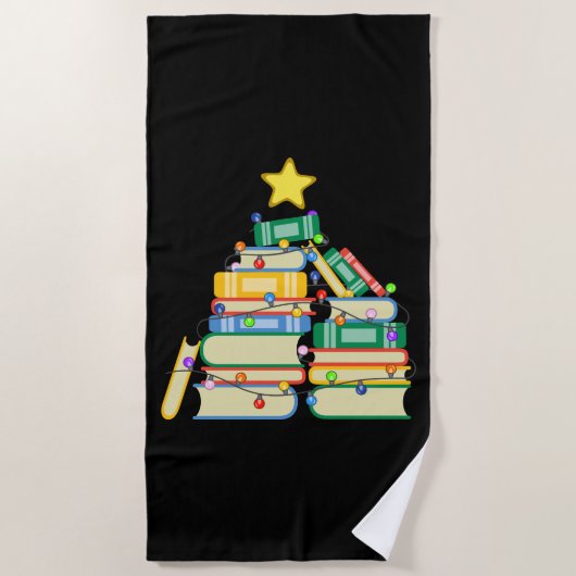 本っぽいクリスマスツリーII ビーチタオル (正面)