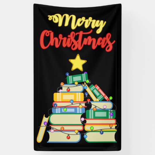 本っぽいクリスマスツリーII 横断幕 (縦)