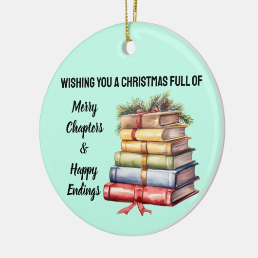 本でいっぱいのクリスマス セラミックオーナメント (左)