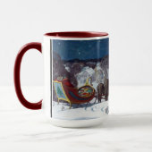 本でいっぱいのサンタを届けるソリ マグカップ (左)