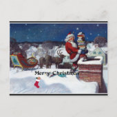 本でいっぱいのサンタ，メリークリスマス ポストカード (正面)