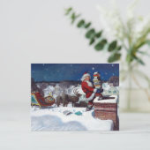 本でいっぱいのスレートを引くサンタ カード (スタンド正面)