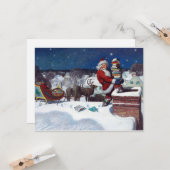 本でいっぱいのソリ付きサンタ カード (正面/裏面インサイチュ)