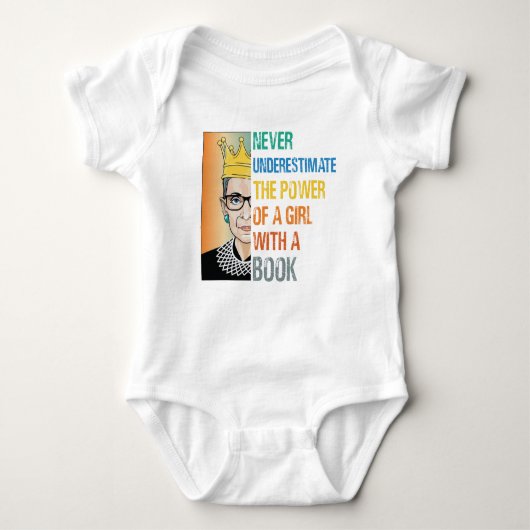 本で女の子の力を決して過小評価しない ベビーボディスーツ (正面)