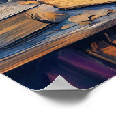 本で寝る水彩オレンジ猫 ポスター (角)