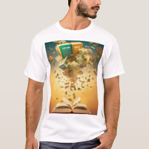 "本とお金が飛ぶ モチベーションTシャツ" Tシャツ