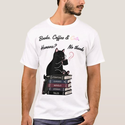 本とカフェと人間の猫嫌い: 黒猫は嫌です Tシャツ (正面)