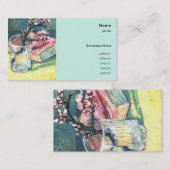 本とガラスのアーモンドの枝の開花 名刺 (正面/裏面)