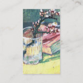 本とガラスのアーモンドの枝の開花 名刺 (裏面)