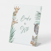 本とギフトのサイン男の子サファリジャングル赤ちゃんシャワー 台座サイン (正面)